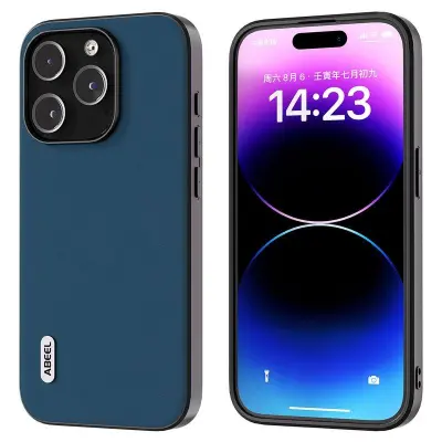 ABEEL iPhone 14 Pro Skal i Cowhide Läder - Blå