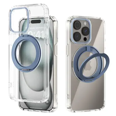 ABEEL Q-LUCK iPhone 14 Pro Skal Magnetiskt Kickstand Baby Blue