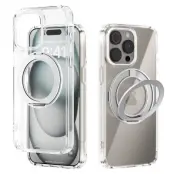 ABEEL Q-LUCK iPhone 14 Pro Skal Shockproof Rotating Kickstand Silver