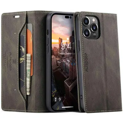 AUTSPACE A01 iPhone 14 Pro Fodral KonstLäder - Brun