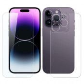 BOOM 3in1 iPhone 14 Pro Fram Härdat glas + Bak Härdat glas + Kameralinsskydd