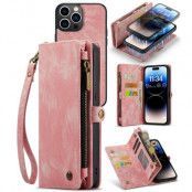 CASEME iPhone 14 Pro Plånboksfodral Äkta Läder Detachable - Rosa