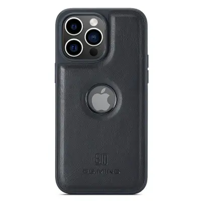 DG.MING iPhone 14 Pro Fodral KonstLäder Coated PC+TPU Svart