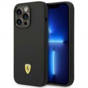 Ferrari iPhone 14 Pro Skal Silicone Metal Logo - Svart