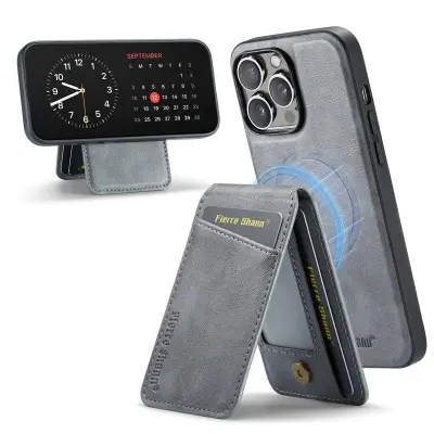 FIERRE SHANN 025 Fodral för iPhone 14 Pro KonstLäder - Grå