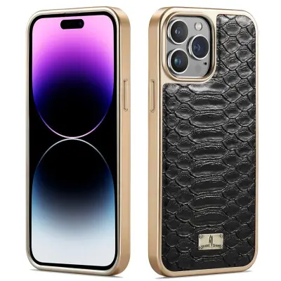 FIERRE SHANN iPhone 14 Pro Fodral KonstLäder - Svart