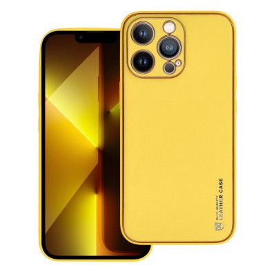 Forcell iPhone 14 Pro Skal Läder Konstläder Gul