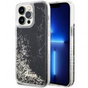 Guess iPhone 14 Pro Mobilskal Liquid Glitter Marble - Svart