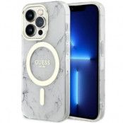 Guess iPhone 14 Pro Mobilskal MagSafe Marble - Vit