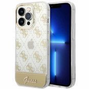 GUESS iPhone 14 Pro Skal 4G Pattern Script - Guld