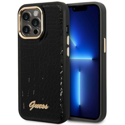 GUESS iPhone 14 Pro Skal Croco Collection - Svart