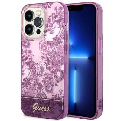 GUESS iPhone 14 Pro Skal Porcelain Collection - Fuschia