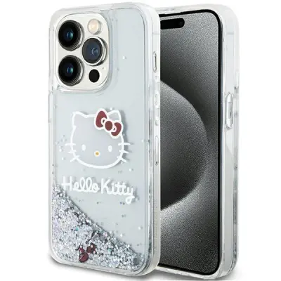 Hello Kitty iPhone 14 Pro Skal MagSafe Glitter Charms Silver