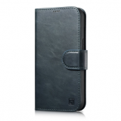 iCarer iPhone 14 Pro Plånboksfodral 2in1 Äkta Läder Anti-RFID - Blå
