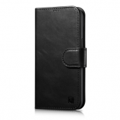 iCarer iPhone 14 Pro Plånboksfodral 2in1 Äkta Läder Anti-RFID - Svart