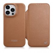 iCarer iPhone 14 Pro Plånboksfodral Magsafe CE Läder - Brun
