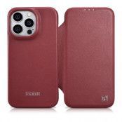 iCarer iPhone 14 Pro Plånboksfodral Magsafe CE Läder - Röd