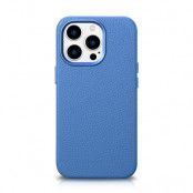 iCarer iPhone 14 Pro Skal Magsafe Äkta Läder Litchi Premium - Ljusblå