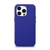 iCarer iPhone 14 Pro Skal Magsafe Äkta Läder Litchi Premium - Mörkblå
