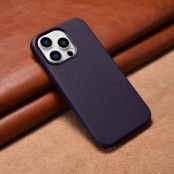 iCarer iPhone 14 Pro Skal MagSafe Äkta Läder - Mörklila