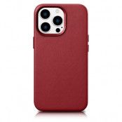 iCarer iPhone 14 Pro Skal MagSafe Äkta Läder - Röd
