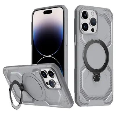 iPhone 14 Pro Mobilskal MagSafe Kickstand TPU + PC - Grå (Grå)