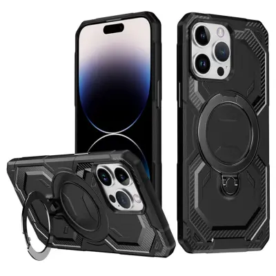 iPhone 14 Pro Mobilskal MagSafe Kickstand TPU + PC (Svart)