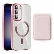iPhone 14 Pro Mobilskal Magsafe Korthållare - Rosa