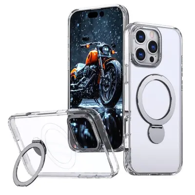 iPhone 14 Pro Mobilskal MagSafe Rotating Kickstand (Transparent)