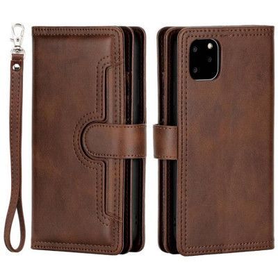 iPhone 14 Pro Plånboksfodral Äkta Läder Flip - Coffee