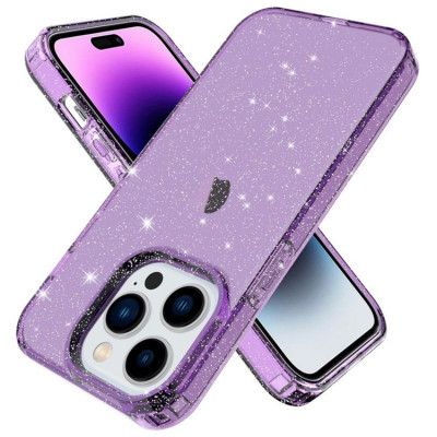 iPhone 14 Pro Skal Glitter Powder - Transparent Lila