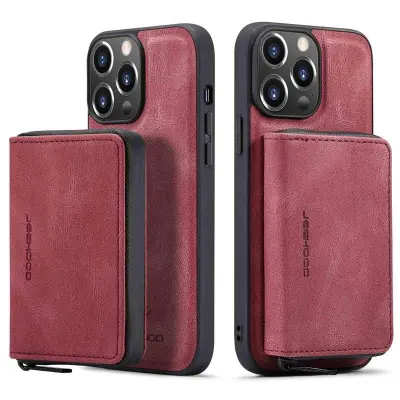 JEEHOOD iPhone 14 Pro Mobilskal Shockproof KonstLäder Röd