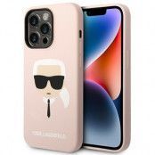 Karl Lagerfeld iPhone 14 Pro Skal Czarny Silicone Karl`s Head - Rosa