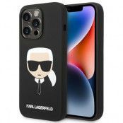 Karl Lagerfeld iPhone 14 Pro Skal Czarny Silicone Karl`s Head - Svart