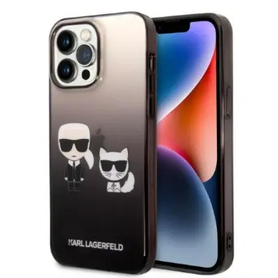 Karl Lagerfeld iPhone 14 Pro Skal Gradient Ikonik Karl&Choupette - Svart