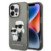 Karl Lagerfeld iPhone 14 Pro Skal IML GLIT NFT Karl & Choupette - Svart