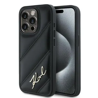 Karl Lagerfeld iPhone 14 Pro Skal MagSafe Quilted Script Svart