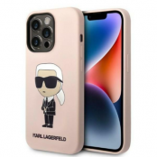 Karl Lagerfeld iPhone 14 Pro Skal Silicone Ikonik - Rosa