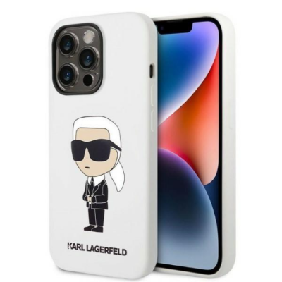 Karl Lagerfeld iPhone 14 Pro Skal Silicone Ikonik - Vit