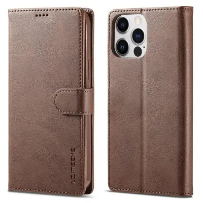 LC.IMEEKE iPhone 14 Pro Plånboksfodral Konstläder - Brun