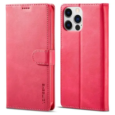 LC.IMEEKE iPhone 14 Pro Plånboksfodral Konstläder - Rosa