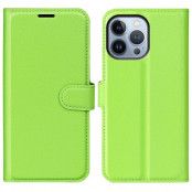 Litchi Flip iPhone 14 Pro Plånboksfodral - Grön