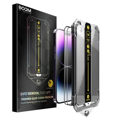LIVSTIDSGARANTI - BOOM iPhone 14 Pro Härdat Glas Skärmskydd Svart - 2 Pack