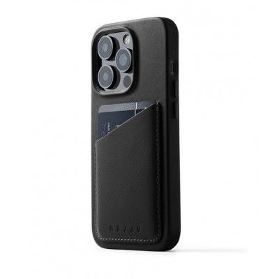 Mujjo iPhone 14 Pro Skal Korthållare Full Läder - Svart