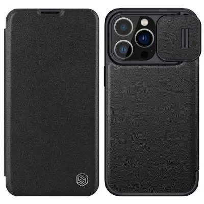 NILLKIN Qin Pro iPhone 14 Pro Mobilskal PU Läder Svart