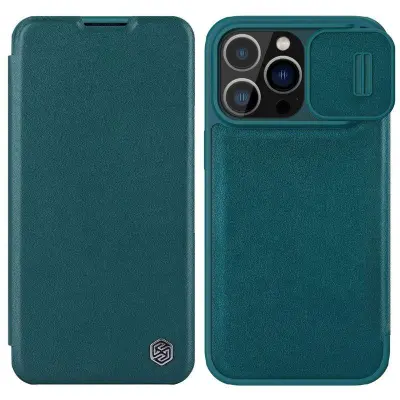 NILLKIN Qin Pro Series iPhone 14 Pro Mobilskal PU Läder Grön