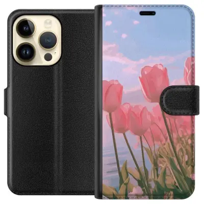 Plånboksfodral till Apple iPhone 14 Pro med Rosa Tulpaner