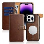 Puloka iPhone 14 Pro Plånboksfodral Magsafe  2in1 Detachable - Brun