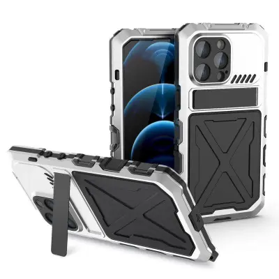 R-JUST iPhone 14 Pro Mobilskal i Silikon och Metall - Silver