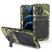 R-JUST Mobilskal till iPhone 14 Pro , Stöttålig Silikon + Metall, Kamouflage